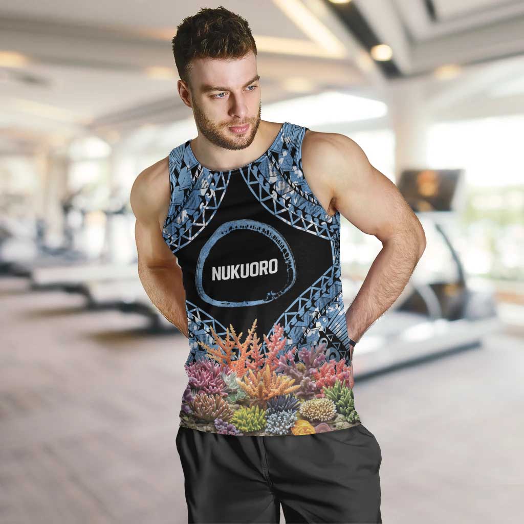 Personalised Nukuoro Micronesia Atoll Men Tank Top with Pacific Coral Reef LT9 Blue - Polynesian Pride