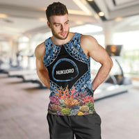 Personalised Nukuoro Micronesia Atoll Men Tank Top with Pacific Coral Reef LT9 Blue - Polynesian Pride