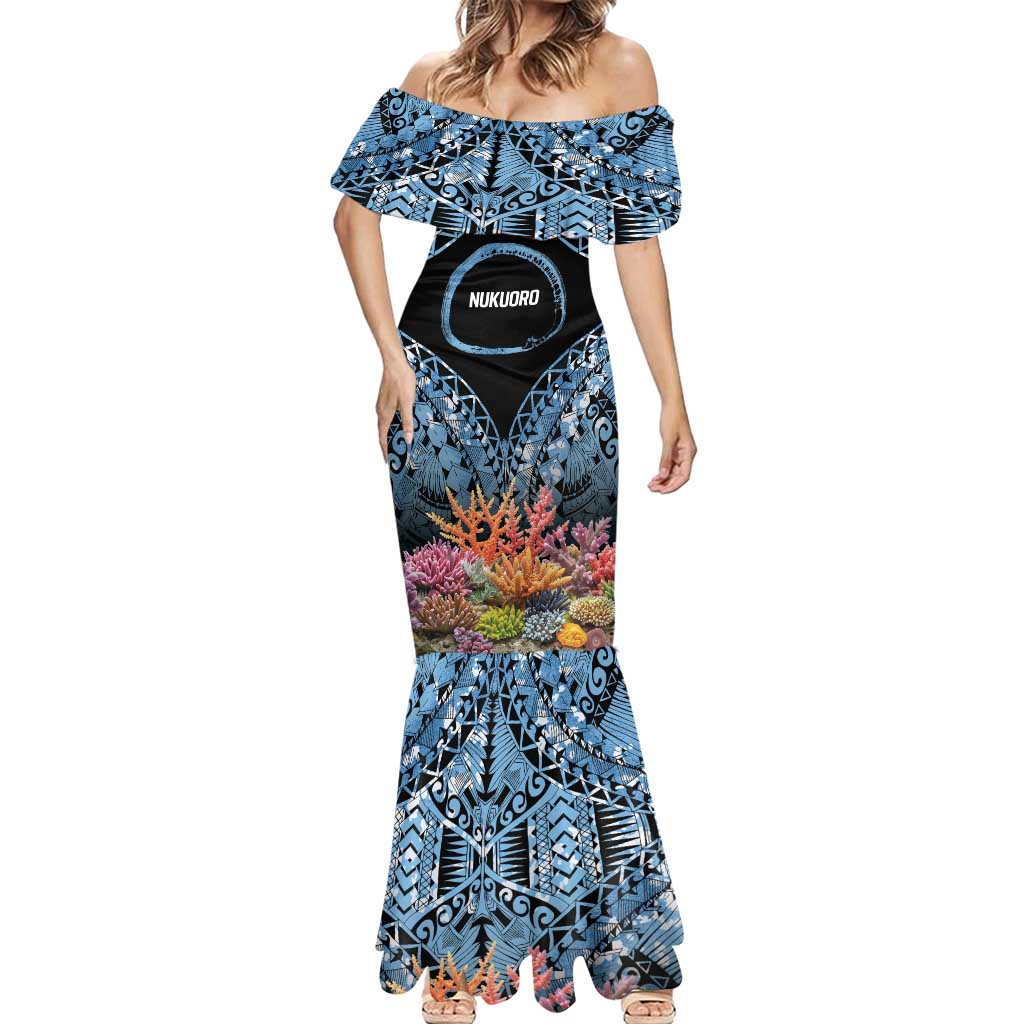 Personalised Nukuoro Micronesia Atoll Mermaid Dress with Pacific Coral Reef