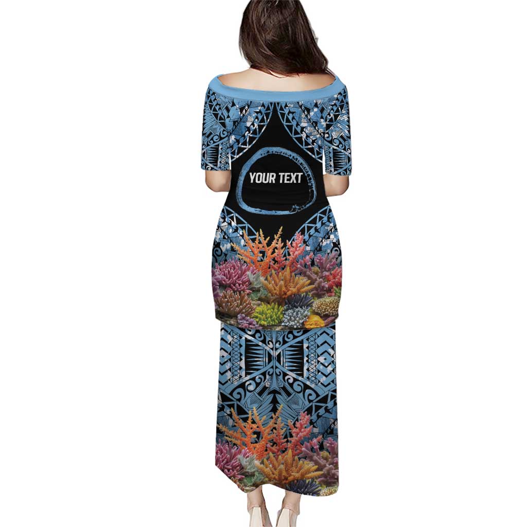 Personalised Nukuoro Micronesia Atoll Puletasi with Pacific Coral Reef LT9 - Polynesian Pride