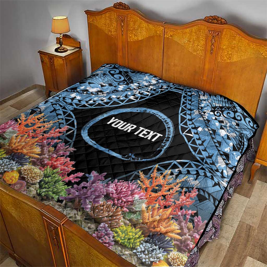 Personalised Nukuoro Micronesia Atoll Quilt with Pacific Coral Reef