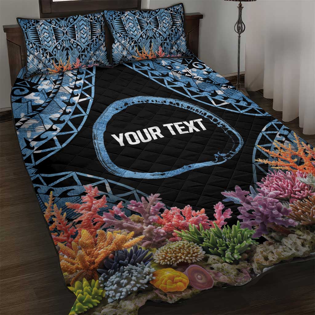 Personalised Nukuoro Micronesia Atoll Quilt Bed Set with Pacific Coral Reef