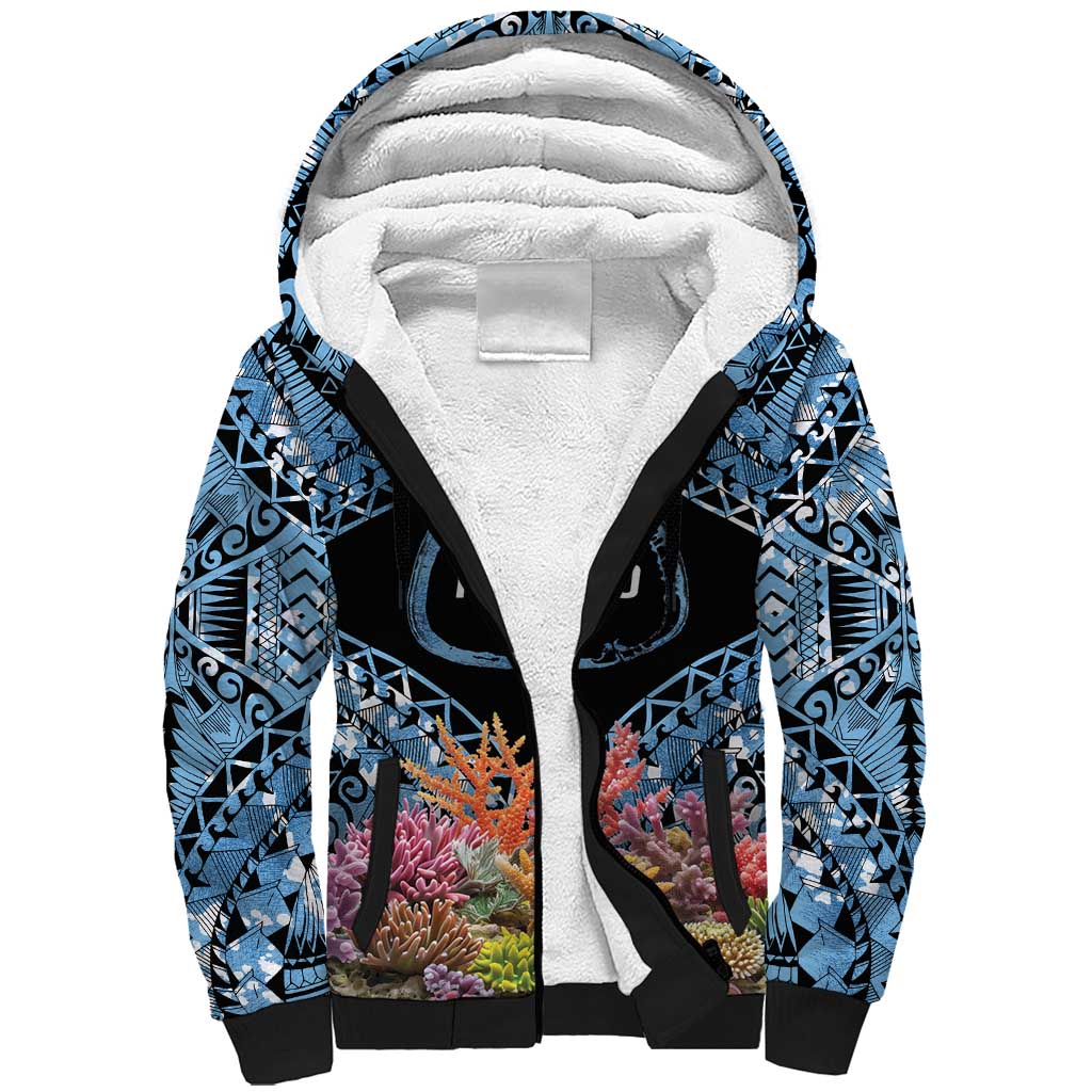 Personalised Nukuoro Micronesia Atoll Sherpa Hoodie with Pacific Coral Reef LT9 Unisex Blue - Polynesian Pride