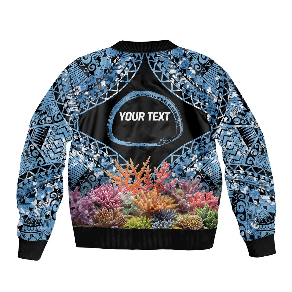 Personalised Nukuoro Micronesia Atoll Sleeve Zip Bomber Jacket with Pacific Coral Reef