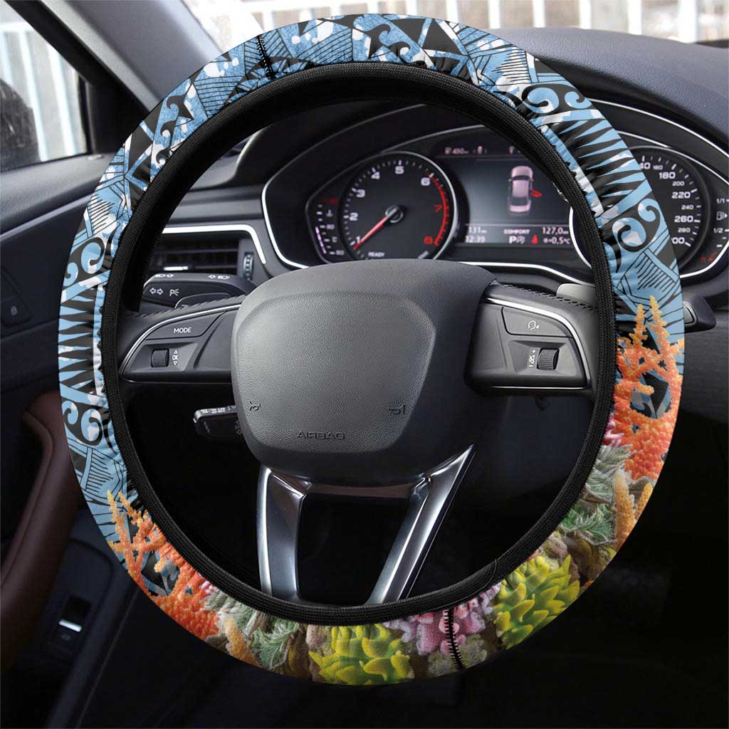 Nukuoro Micronesia Atoll Steering Wheel Cover with Pacific Coral Reef LT9 - Polynesian Pride
