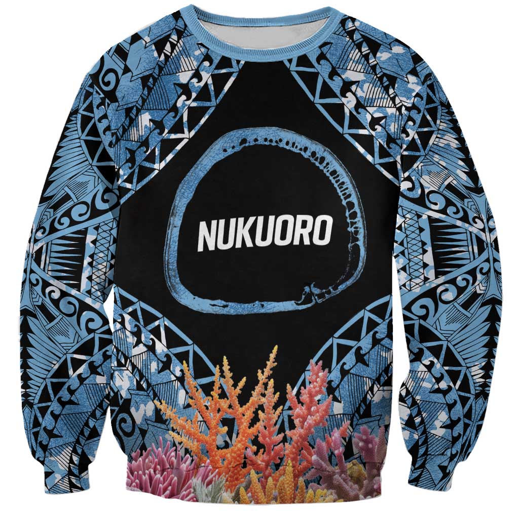 Personalised Nukuoro Micronesia Atoll Sweatshirt with Pacific Coral Reef LT9 Unisex Blue - Polynesian Pride