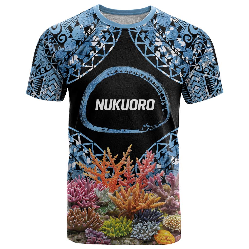 Personalised Nukuoro Micronesia Atoll T Shirt with Pacific Coral Reef LT9 Blue - Polynesian Pride