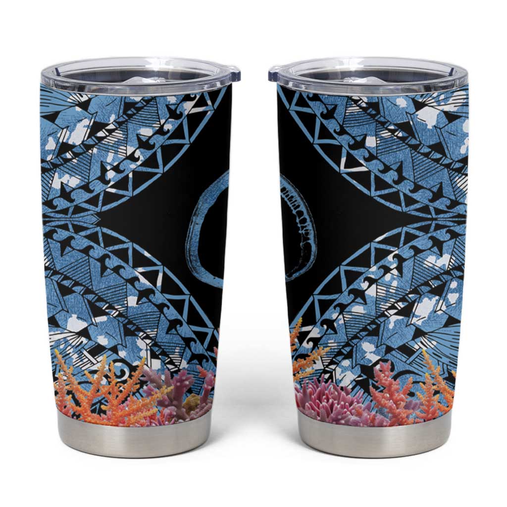 Personalised Nukuoro Micronesia Atoll Tumbler Cup with Pacific Coral Reef LT9 Blue - Polynesian Pride