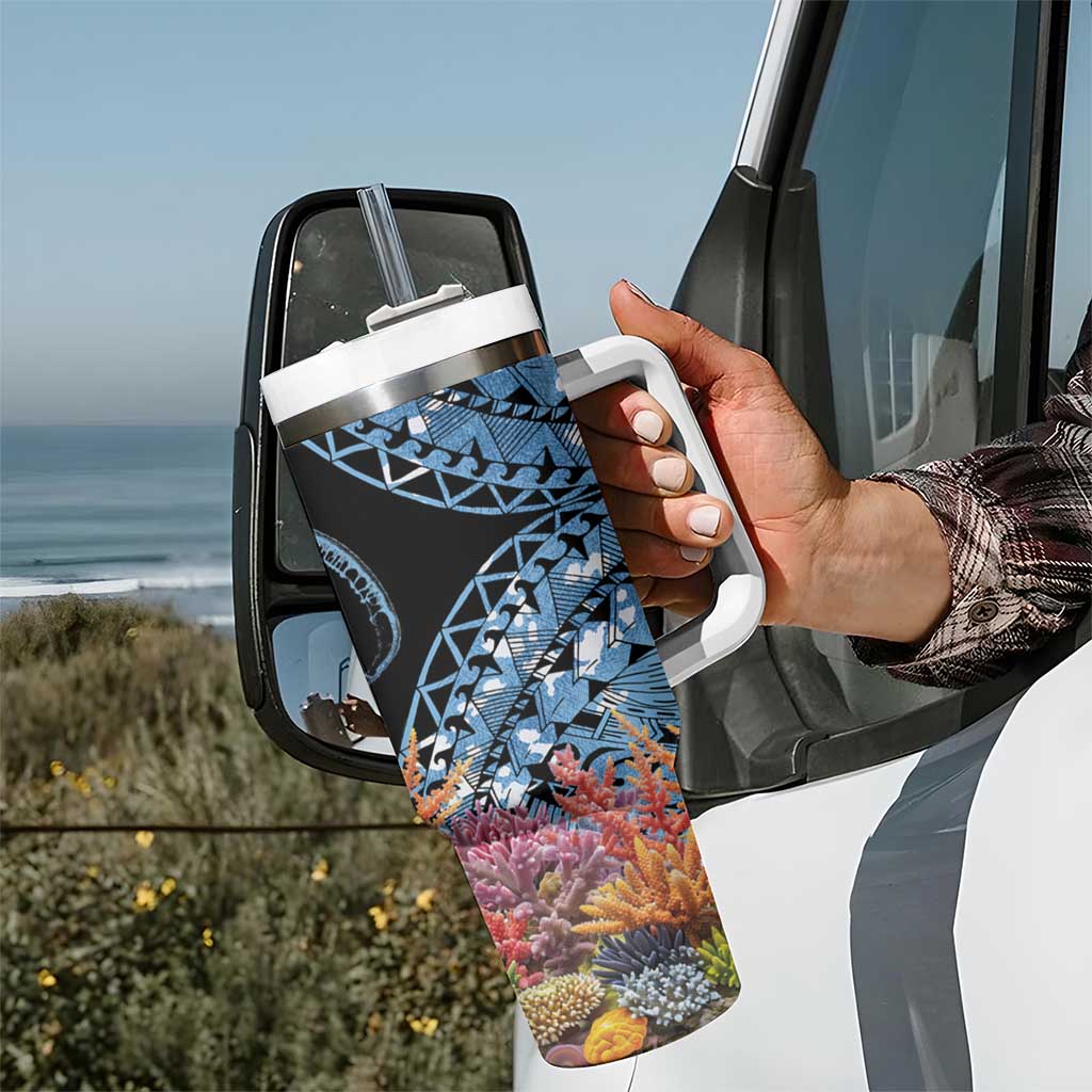 Personalised Nukuoro Micronesia Atoll Tumbler With Handle with Pacific Coral Reef LT9 - Polynesian Pride