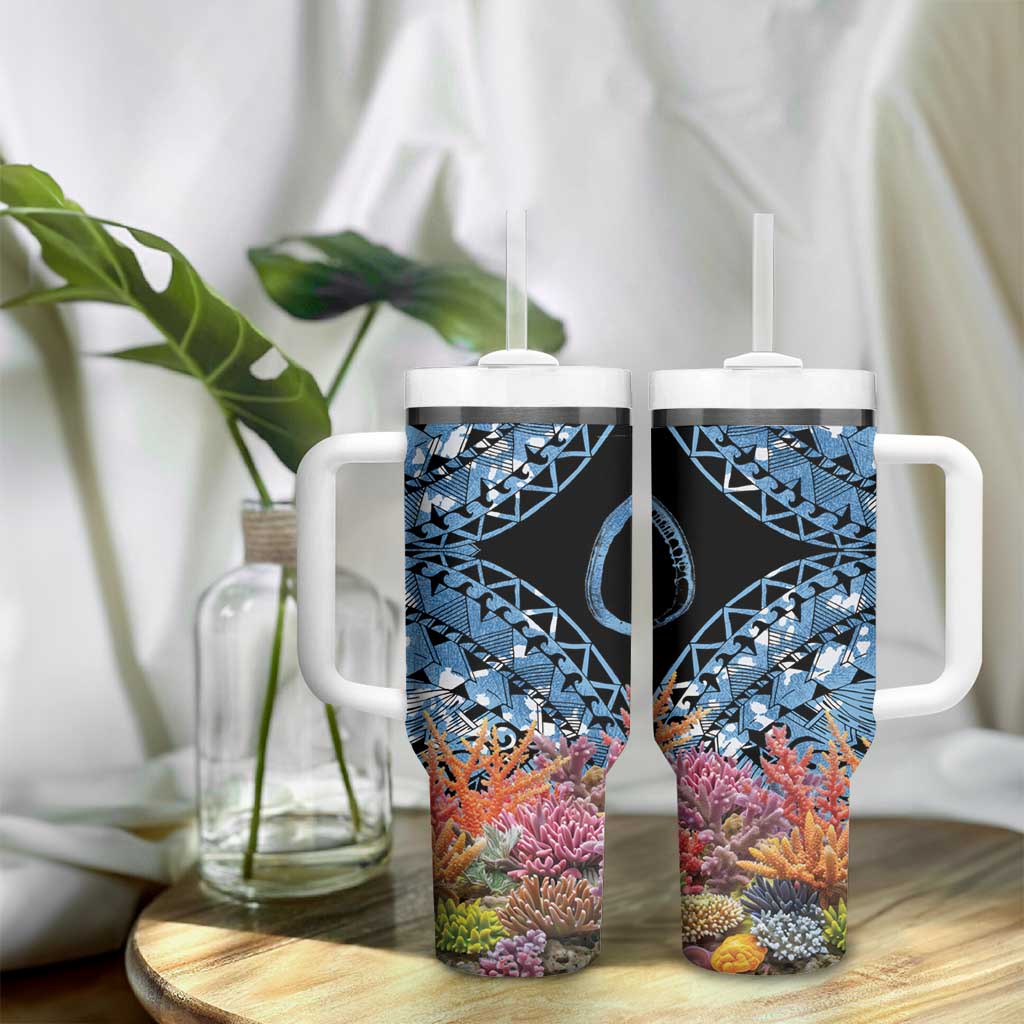 Personalised Nukuoro Micronesia Atoll Tumbler With Handle with Pacific Coral Reef LT9 - Polynesian Pride