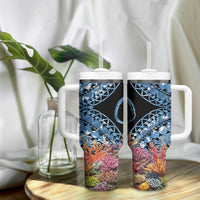 Personalised Nukuoro Micronesia Atoll Tumbler With Handle with Pacific Coral Reef LT9 - Polynesian Pride