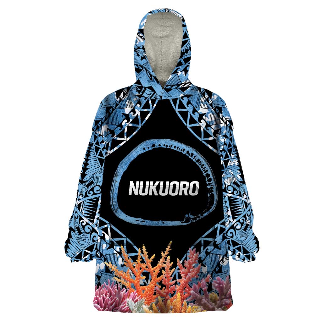 Personalised Nukuoro Micronesia Atoll Wearable Blanket Hoodie with Pacific Coral Reef