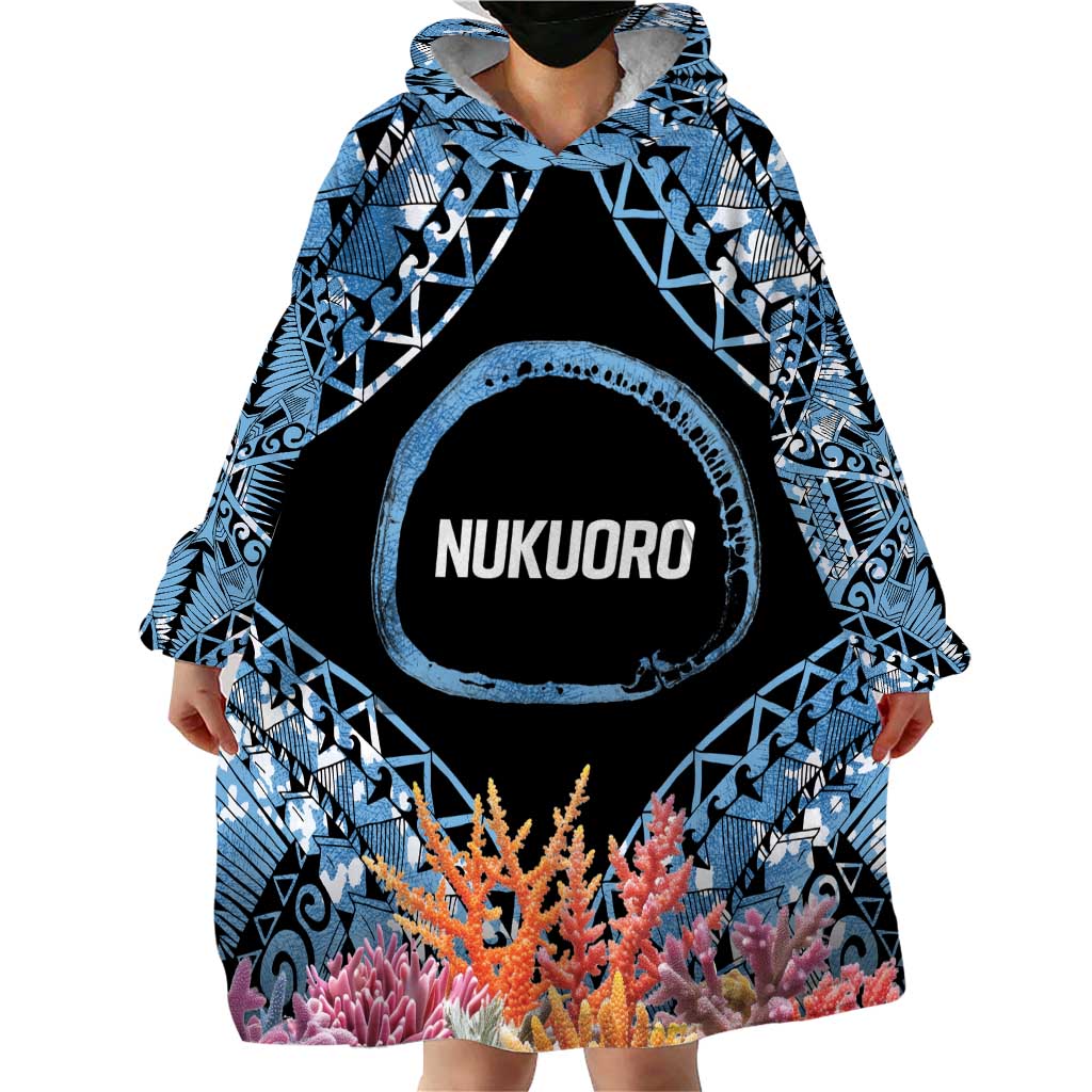 Personalised Nukuoro Micronesia Atoll Wearable Blanket Hoodie with Pacific Coral Reef LT9 - Polynesian Pride