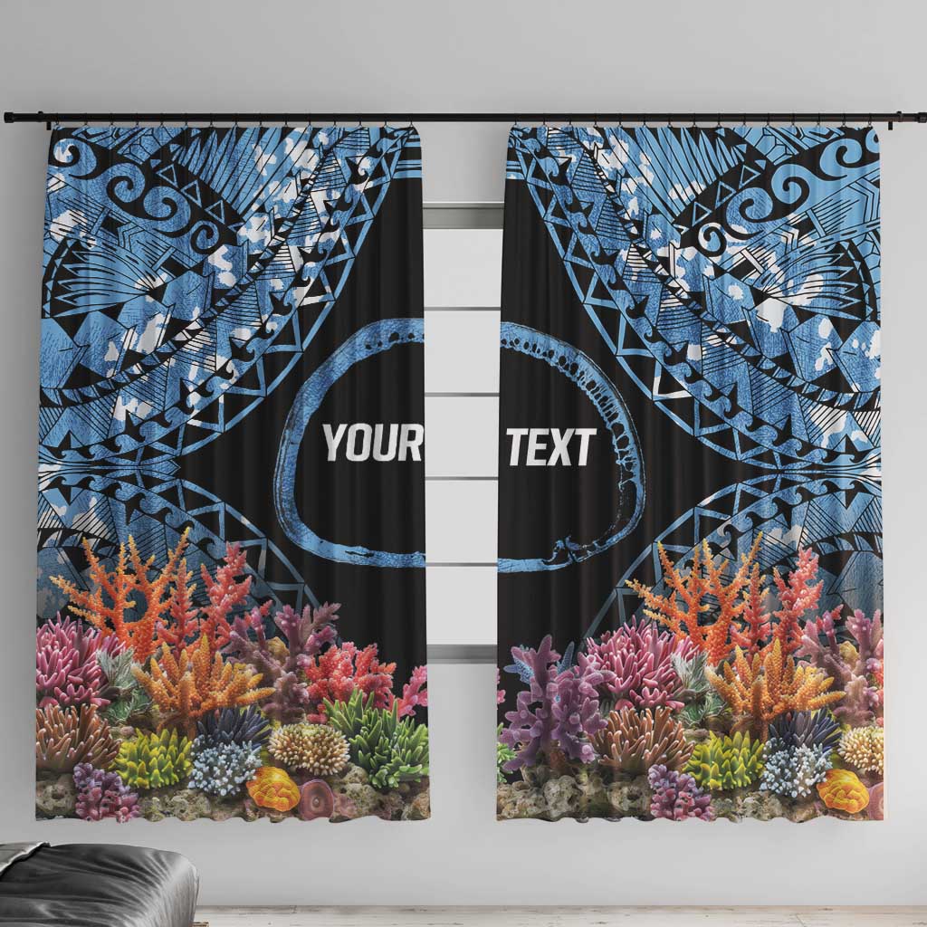 Personalised Nukuoro Micronesia Atoll Window Curtain with Pacific Coral Reef LT9 With Hooks Blue - Polynesian Pride