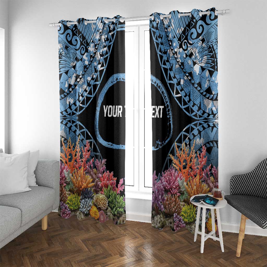 Personalised Nukuoro Micronesia Atoll Window Curtain with Pacific Coral Reef LT9 With Grommets Blue - Polynesian Pride