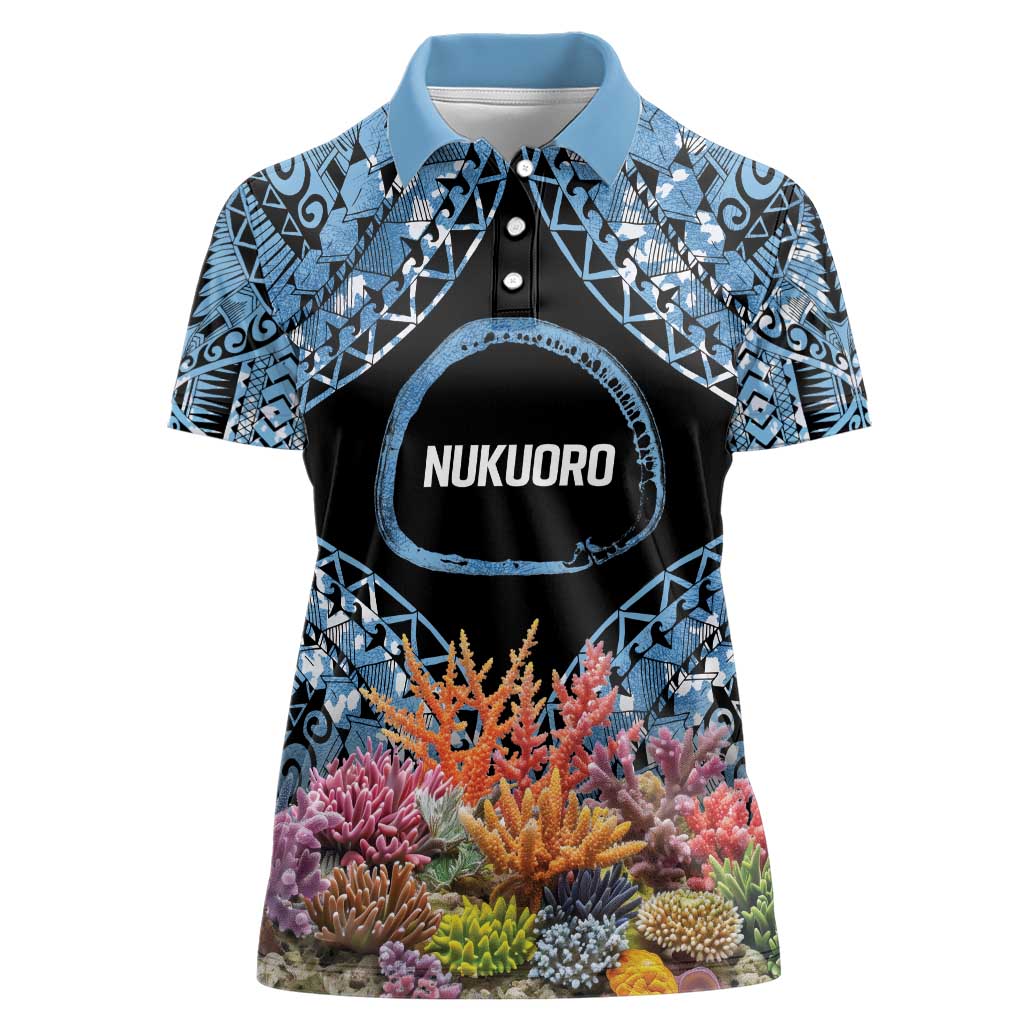 Personalised Nukuoro Micronesia Atoll Women Polo Shirt with Pacific Coral Reef