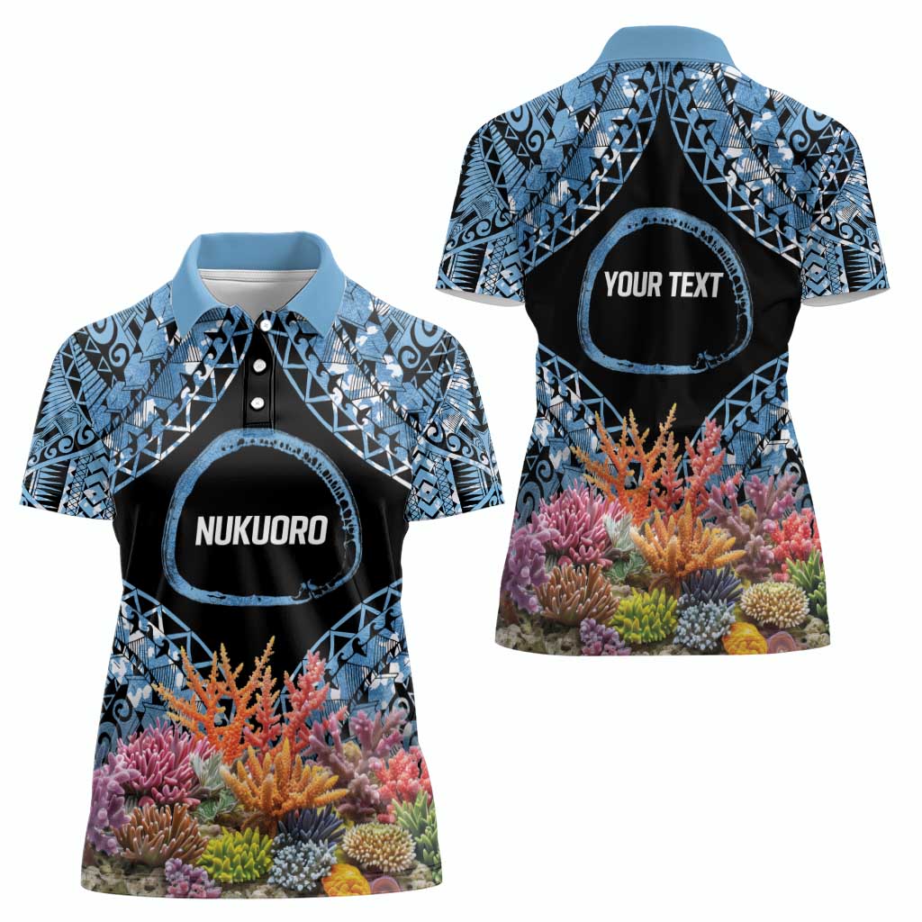 Personalised Nukuoro Micronesia Atoll Women Polo Shirt with Pacific Coral Reef