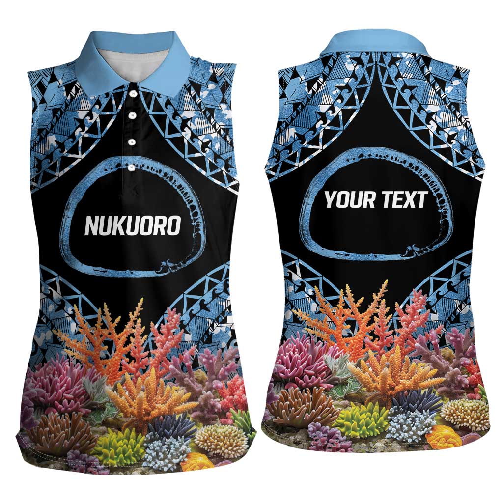 Personalised Nukuoro Micronesia Atoll Women Sleeveless Polo Shirt with Pacific Coral Reef