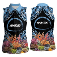 Personalised Nukuoro Micronesia Atoll Women Sleeveless Polo Shirt with Pacific Coral Reef