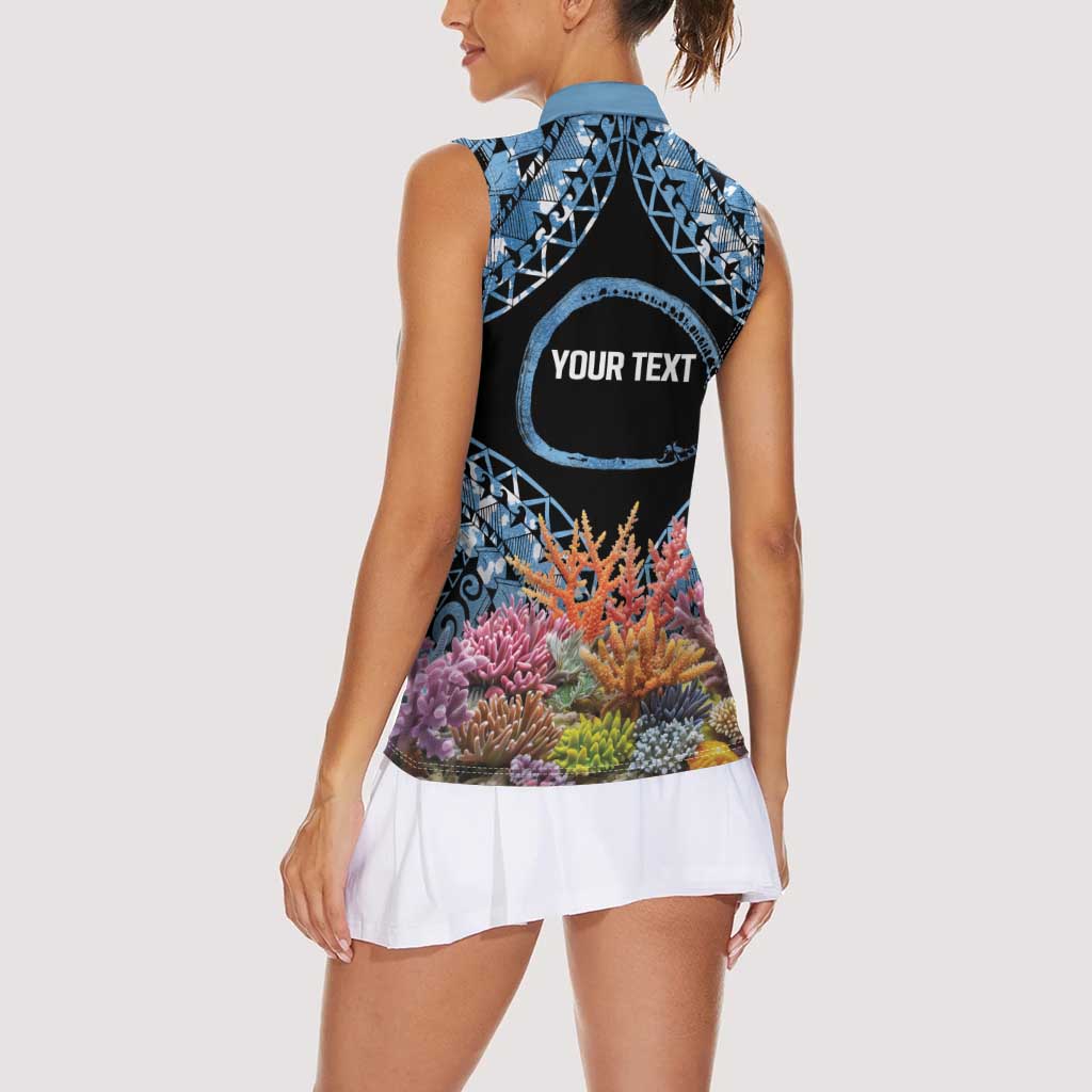 Personalised Nukuoro Micronesia Atoll Women Sleeveless Polo Shirt with Pacific Coral Reef