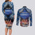 Penrhyn aka Tongareva Cook Islands Atoll Personalised Couples Matching Long Sleeve Bodycon Dress and Long Sleeve Button Shirt with Pacific Coral Reef Blue Vibe