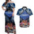 Penrhyn aka Tongareva Cook Islands Atoll Personalised Couples Matching Off Shoulder Maxi Dress and Hawaiian Shirt with Pacific Coral Reef Blue Vibe