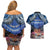 Penrhyn aka Tongareva Cook Islands Atoll Personalised Couples Matching Off Shoulder Short Dress and Hawaiian Shirt with Pacific Coral Reef Blue Vibe