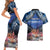 Penrhyn aka Tongareva Cook Islands Atoll Personalised Couples Matching Short Sleeve Bodycon Dress and Hawaiian Shirt with Pacific Coral Reef Blue Vibe