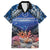 Penrhyn aka Tongareva Cook Islands Atoll Personalised Family Matching Off The Shoulder Long Sleeve Dress and Hawaiian Shirt with Pacific Coral Reef Blue Vibe