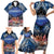 Penrhyn aka Tongareva Cook Islands Atoll Personalised Family Matching Short Sleeve Bodycon Dress and Hawaiian Shirt with Pacific Coral Reef Blue Vibe