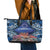 Penrhyn aka Tongareva Cook Islands Atoll Personalised Leather Tote Bag with Pacific Coral Reef Blue Vibe