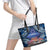 Penrhyn aka Tongareva Cook Islands Atoll Personalised Leather Tote Bag with Pacific Coral Reef Blue Vibe