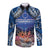 Penrhyn aka Tongareva Cook Islands Atoll Personalised Long Sleeve Button Shirt with Pacific Coral Reef Blue Vibe