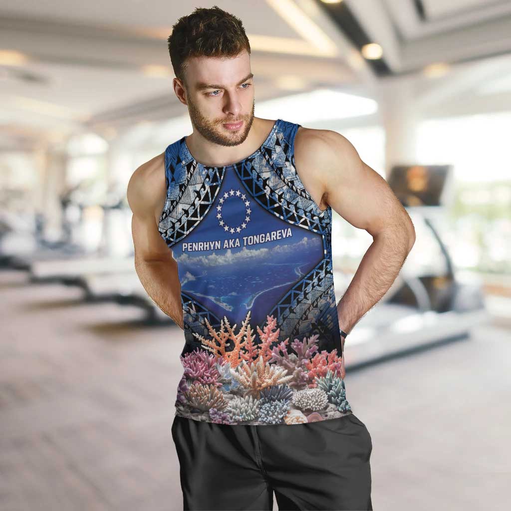 Penrhyn aka Tongareva Cook Islands Atoll Personalised Men Tank Top with Pacific Coral Reef Blue Vibe