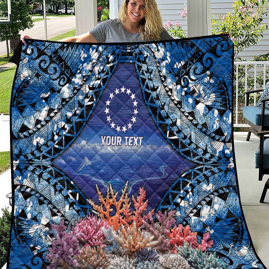 Penrhyn aka Tongareva Cook Islands Atoll Personalised Quilt with Pacific Coral Reef Blue Vibe