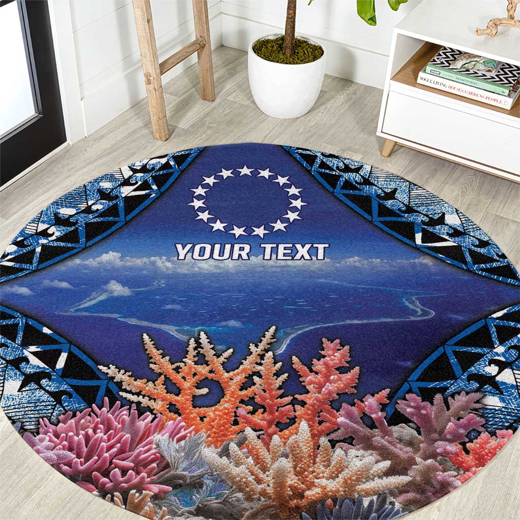 Penrhyn aka Tongareva Cook Islands Atoll Personalised Round Carpet with Pacific Coral Reef Blue Vibe