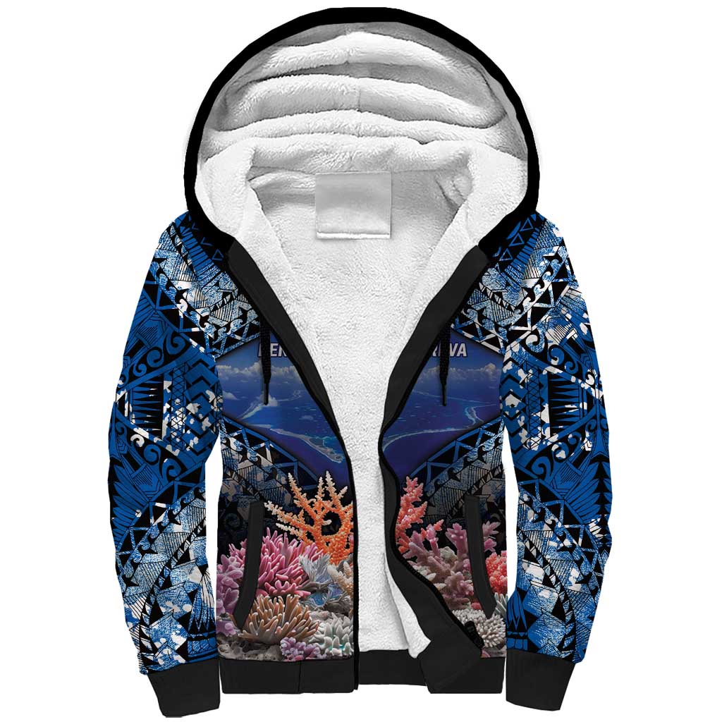 Penrhyn aka Tongareva Cook Islands Atoll Personalised Sherpa Hoodie with Pacific Coral Reef Blue Vibe