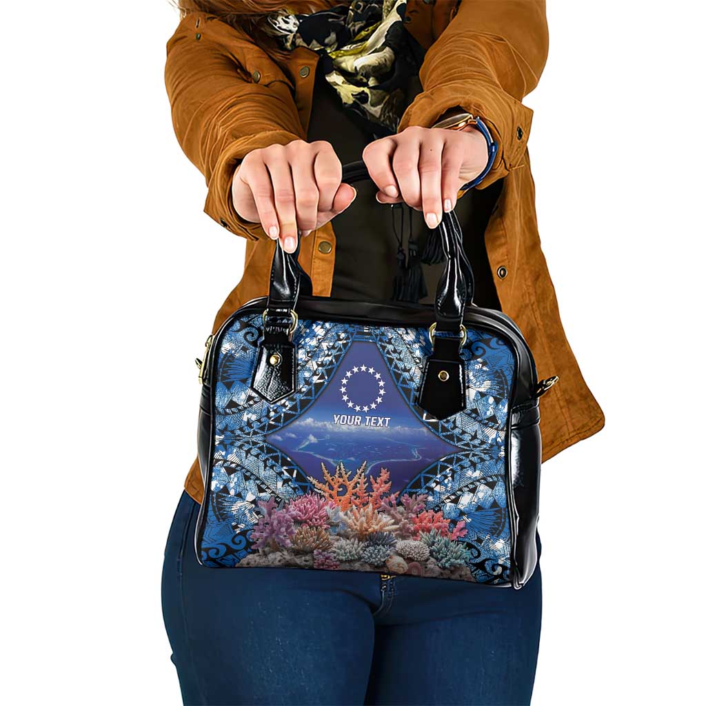 Penrhyn aka Tongareva Cook Islands Atoll Personalised Shoulder Handbag with Pacific Coral Reef Blue Vibe