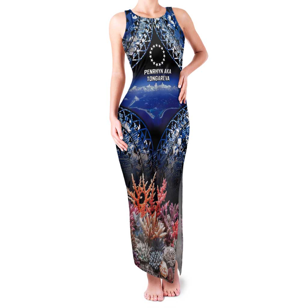 Penrhyn aka Tongareva Cook Islands Atoll Personalised Tank Maxi Dress with Pacific Coral Reef Blue Vibe