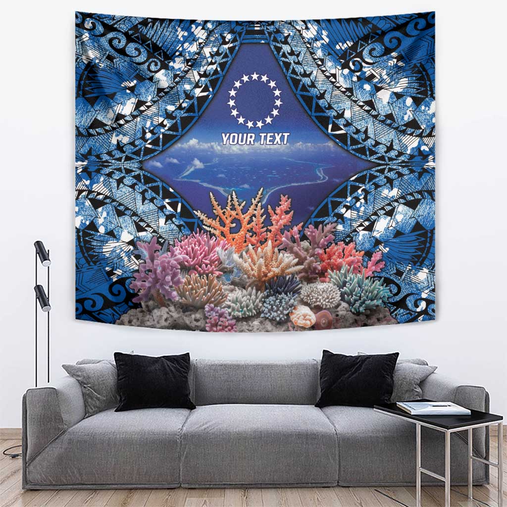 Penrhyn aka Tongareva Cook Islands Atoll Personalised Tapestry with Pacific Coral Reef Blue Vibe