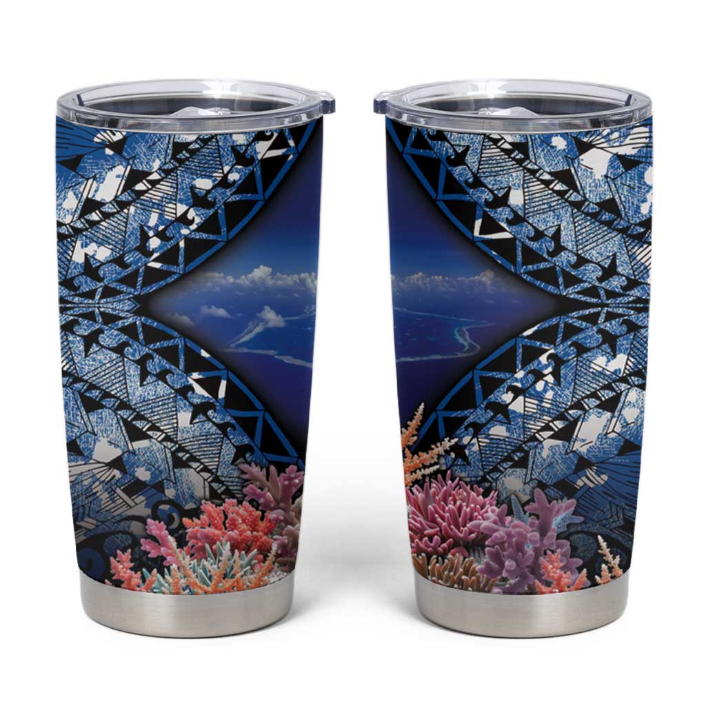 Penrhyn aka Tongareva Cook Islands Atoll Personalised Tumbler Cup with Pacific Coral Reef Blue Vibe