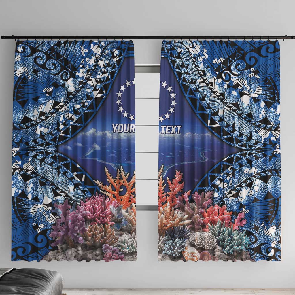 Penrhyn aka Tongareva Cook Islands Atoll Personalised Window Curtain with Pacific Coral Reef Blue Vibe