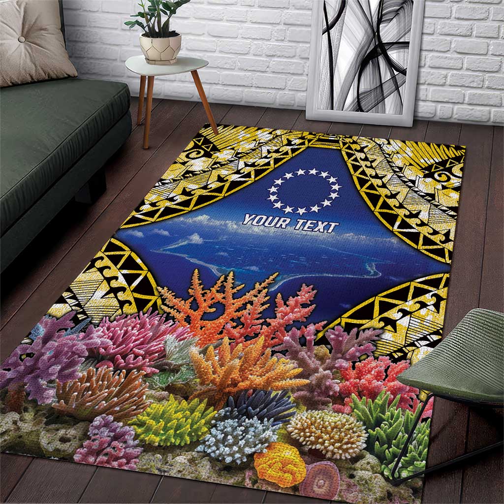 Penrhyn aka Tongareva Cook Islands Atoll Personalised Area Rug with Pacific Coral Reef Gold Vibe