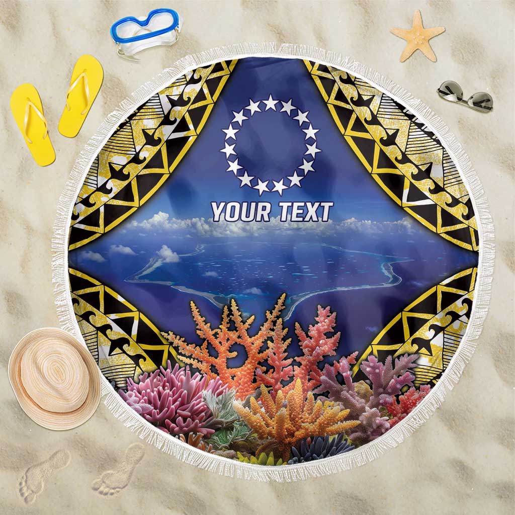 Penrhyn aka Tongareva Cook Islands Atoll Personalised Beach Blanket with Pacific Coral Reef Gold Vibe