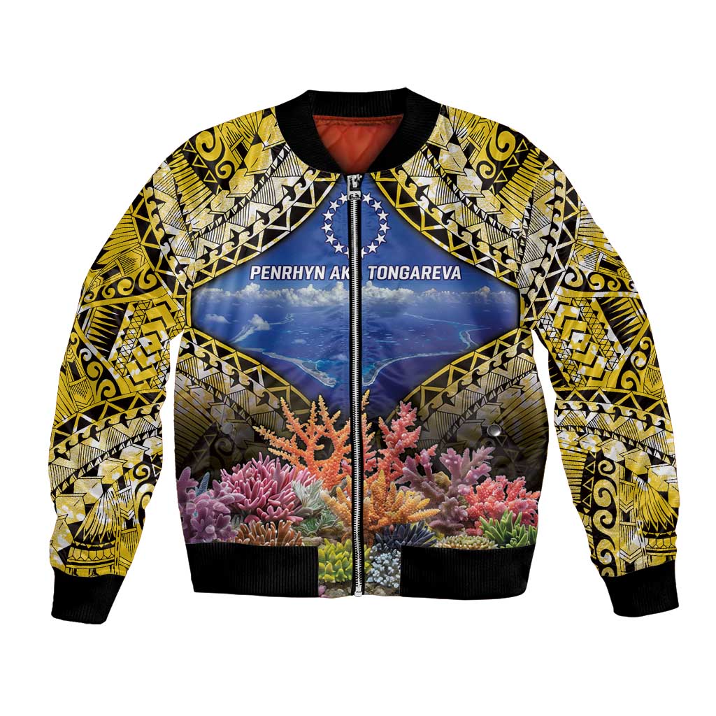 Penrhyn aka Tongareva Cook Islands Atoll Personalised Bomber Jacket with Pacific Coral Reef Gold Vibe