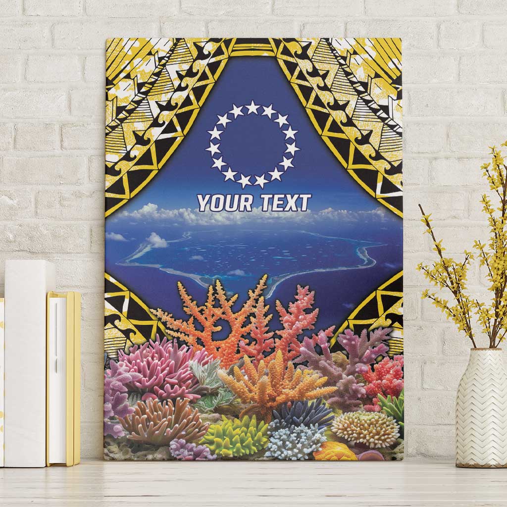 Penrhyn aka Tongareva Cook Islands Atoll Personalised Canvas Wall Art with Pacific Coral Reef Gold Vibe