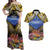 Penrhyn aka Tongareva Cook Islands Atoll Personalised Couples Matching Off Shoulder Maxi Dress and Hawaiian Shirt with Pacific Coral Reef Gold Vibe