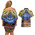 Penrhyn aka Tongareva Cook Islands Atoll Personalised Couples Matching Off Shoulder Short Dress and Hawaiian Shirt with Pacific Coral Reef Gold Vibe