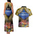 Penrhyn aka Tongareva Cook Islands Atoll Personalised Couples Matching Tank Maxi Dress and Hawaiian Shirt with Pacific Coral Reef Gold Vibe