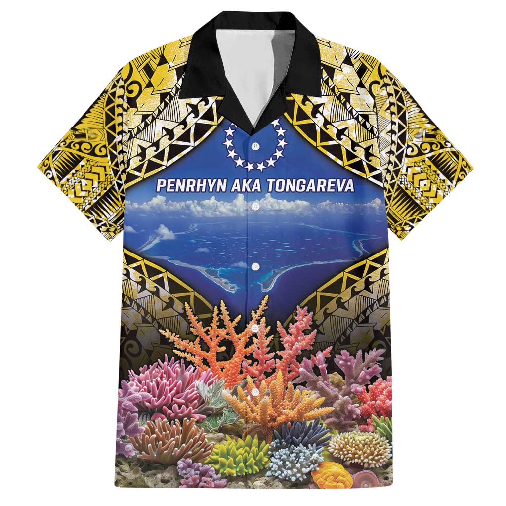 Penrhyn aka Tongareva Cook Islands Atoll Personalised Hawaiian Shirt with Pacific Coral Reef Gold Vibe